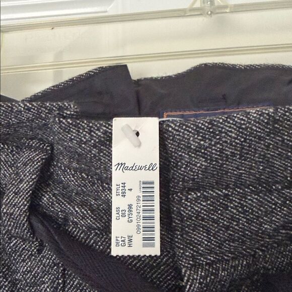 NWT. Madewell Buckley Tailors Black and White Herringbone Paperbag Pants - Picture 5 of 11